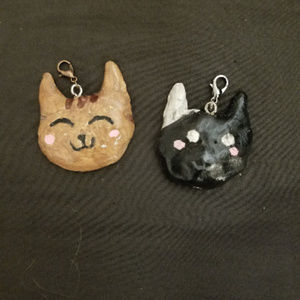 Cat Choker/Necklace Hand Crafted Charms, two Different Styles NO CORD /